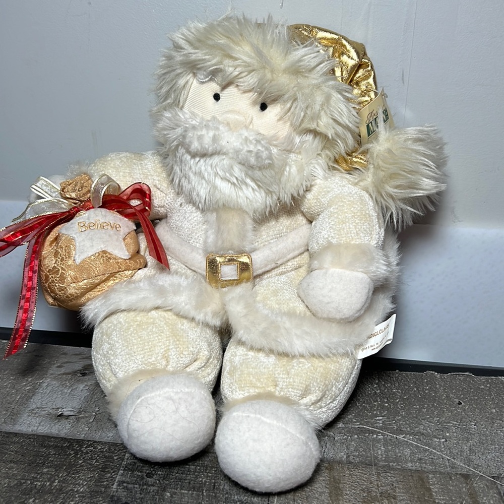 Golden Santa Claus Kringclaus Plush 14” W/ Gift Bag “Believe” By First And Main